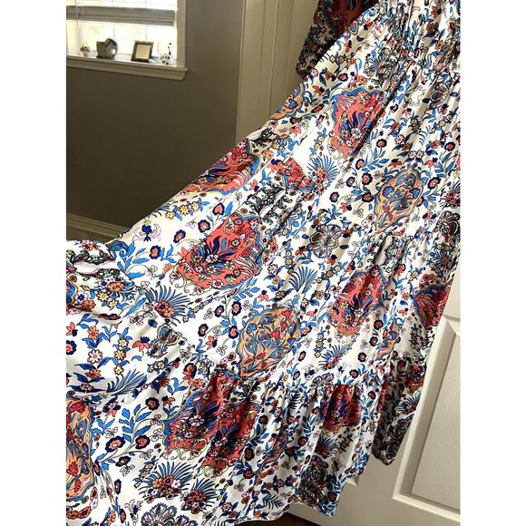 BOEMO Anthropologie Floral Paisley Tiered Bohemian Festival Maxi Dress Sz S - Picture 4 of 13